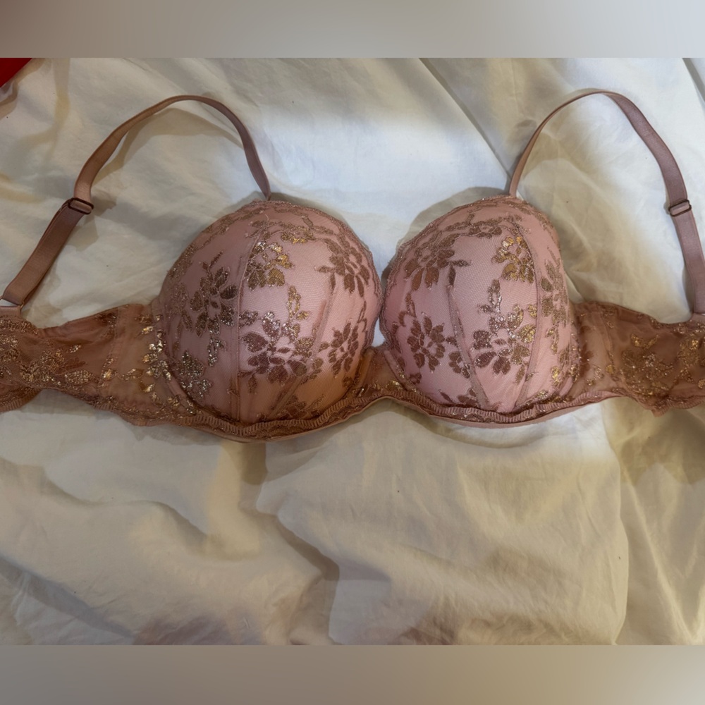 Victoria's Secret Floral Lace Bra - rose Pink and Gold